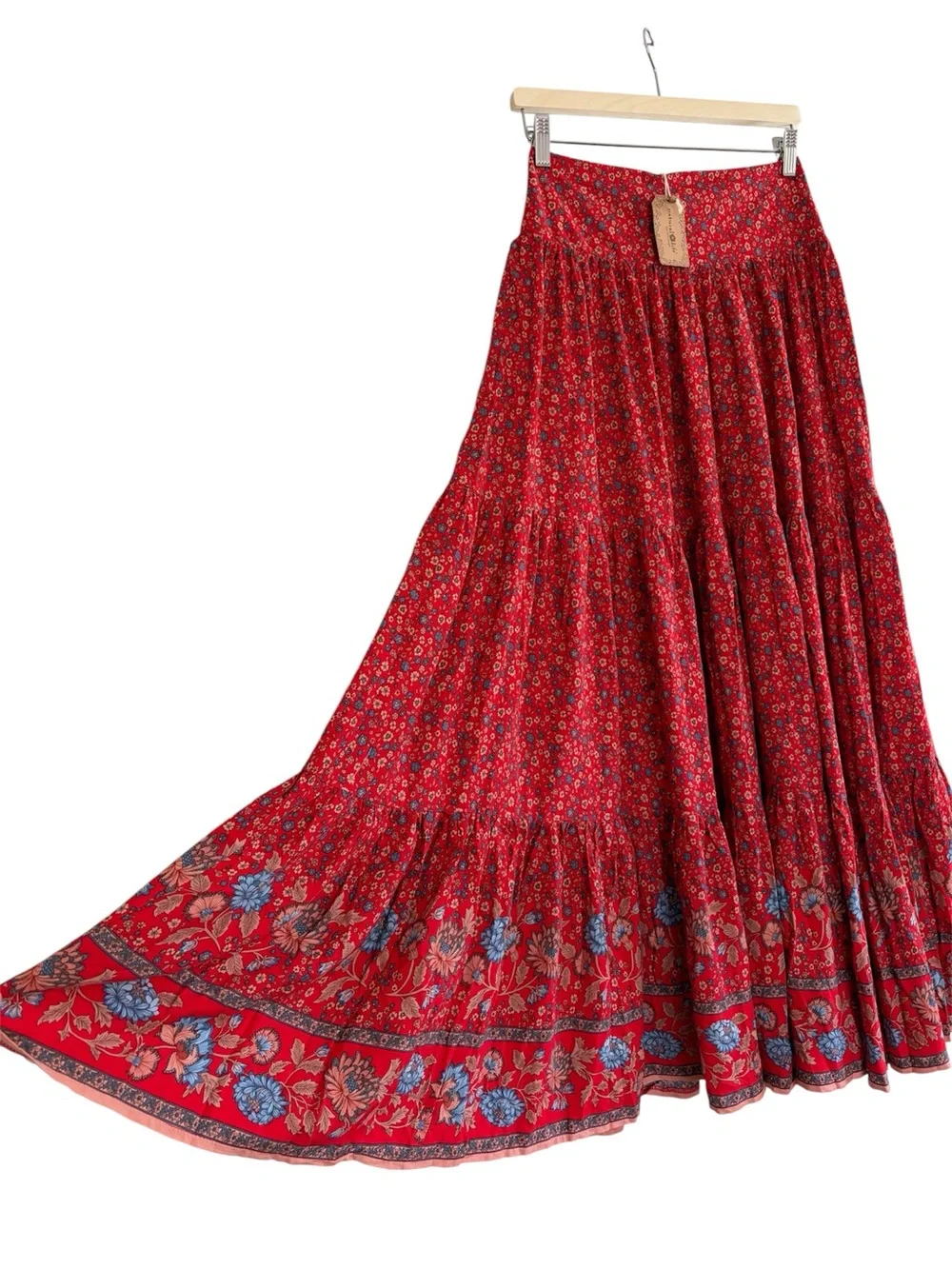 NWT Natural Life Hanna Maxi Skirt Dress Red Floral Boho Western Festival Gypsy M - Picture 11 of 16